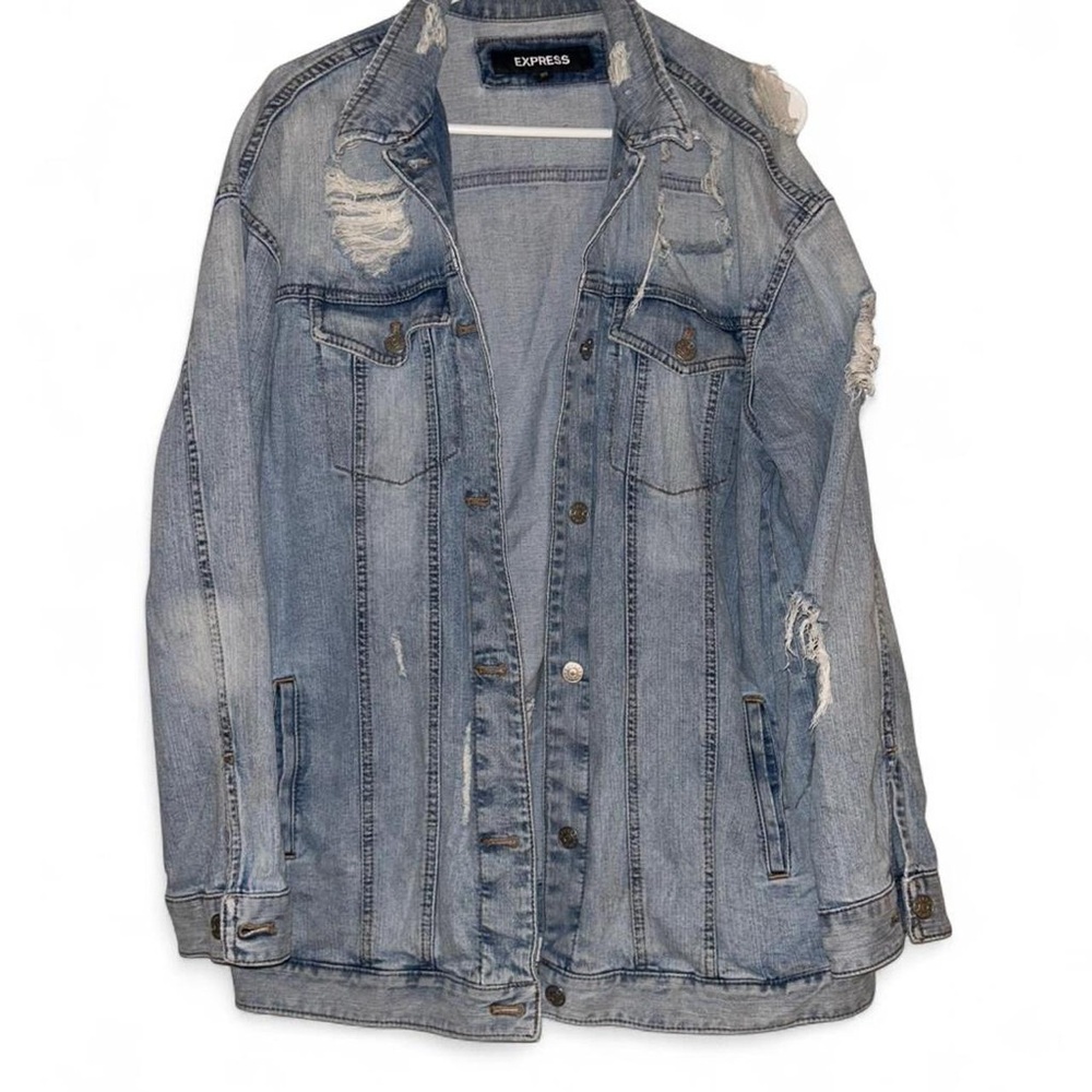 Express Light Blue Distressed Jean Jacket